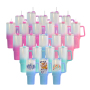RTS USA Warehouse 20pcs/ctn Stocked 40oz Sublimation Ombre Gradient Color Tumbler Mugs Water Bottle With Handle 5 Colors Mixed