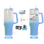 RTS USA Warehouse 20pcs/ctn Stocked 40oz Sublimation Ombre Gradient Color Tumbler Mugs Water Bottle With Handle 5 Colors Mixed