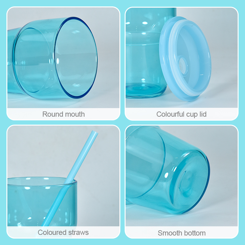 12 oz Miniature Jelly Color Clear New 12 oz Mini Shot Glasses Blank Sublimation Glass Tumbler Cup with Lid and Plastic Straw