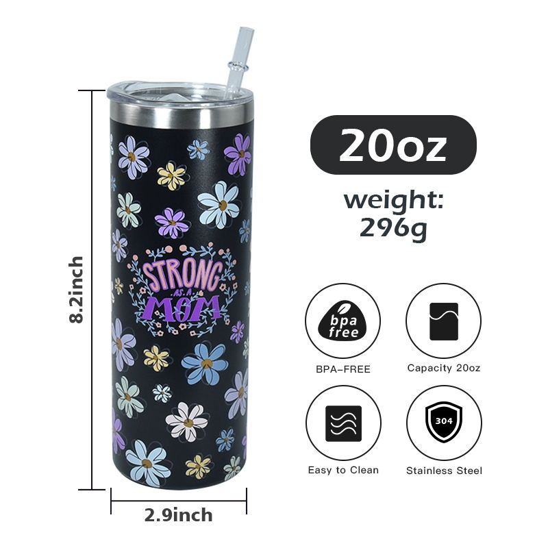 New Style Sublimation 20oz Sublimation Straight Tumbler With Straw and Lid Stainless Steel Tumbler Water Bottle