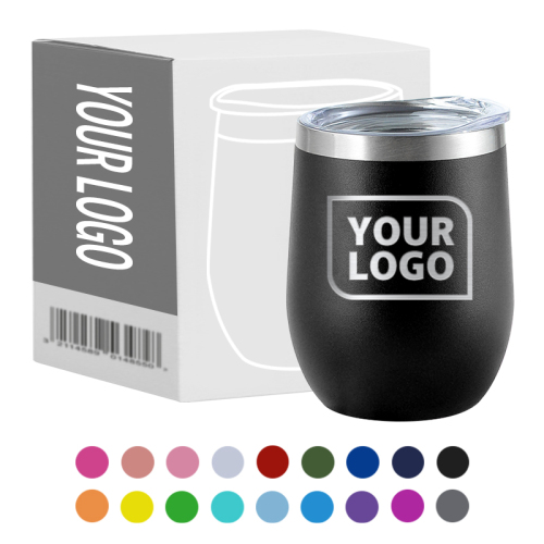 Wholesale Custom Stainless Steel Stemless 12oz Wine Tumblers with Lid and Straw Vacuum Insulated 12 oz Glass Wine Cups