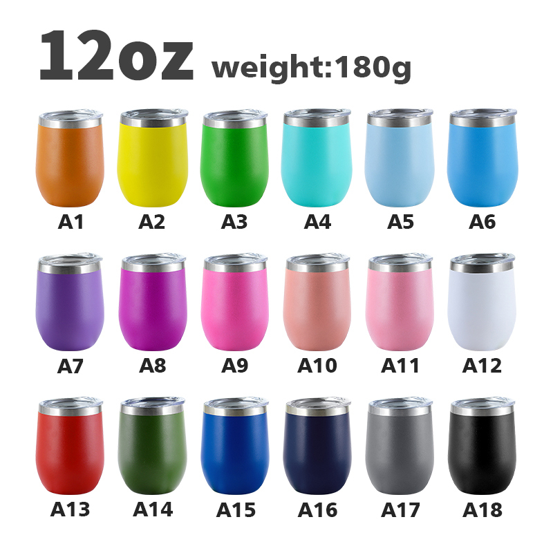 Wholesale Custom Stainless Steel Stemless 12oz Wine Tumblers with Lid and Straw Vacuum Insulated 12 oz Glass Wine Cups
