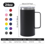 Custom 24oz Insulated Tumbler Powder Coated 24oz Metal Mugs With Handle Brief Stainless Steel Beer Mug Insulated Cup
