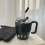 Custom 480ml 16oz Coffee Mug Stainless Steel Vacuum Insulated Tumbler Anti Slip Coffee Tea Cups with Handle Straw Sticker Brush