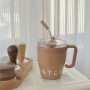 Custom 480ml 16oz Coffee Mug Stainless Steel Vacuum Insulated Tumbler Anti Slip Coffee Tea Cups with Handle Straw Sticker Brush