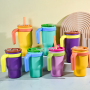 In Stocked 14oz Kids Water Bottle Powder Coated Surface Mug 17oz Stainless Steel Handle Tumbler Double Walled Cup