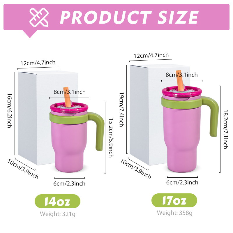 In Stocked 14oz Kids Water Bottle Powder Coated Surface Mug 17oz Stainless Steel Handle Tumbler Double Walled Cup