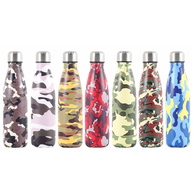500ml Custom Gym Sports Drinking Cola Bottle Water Bottles Double 304 Stainless Steel Insulated Cups Paint Transfer Printing