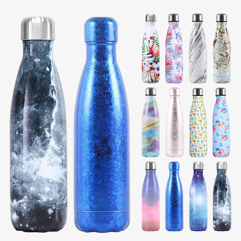 500ml Custom Gym Sports Drinking Cola Bottle Water Bottles Double 304 Stainless Steel Insulated Cups Paint Transfer Printing