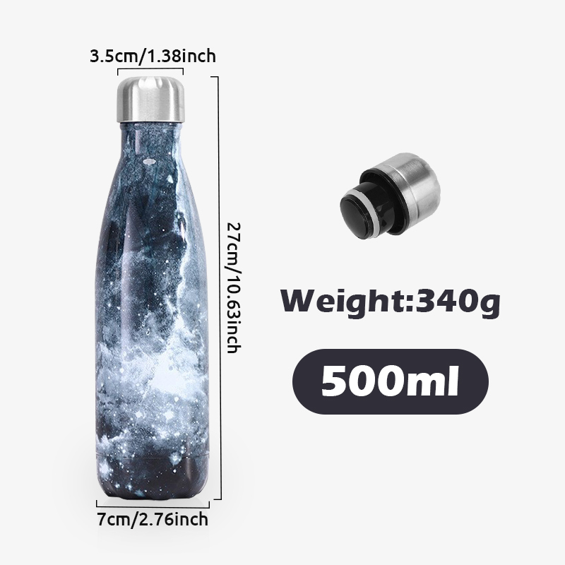 500ml Custom Gym Sports Drinking Cola Bottle Water Bottles Double 304 Stainless Steel Insulated Cups Paint Transfer Printing