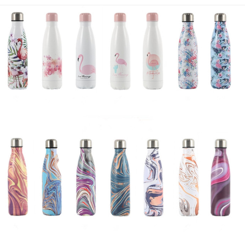 500ml Custom Gym Sports Drinking Cola Bottle Water Bottles Double 304 Stainless Steel Insulated Cups Paint Transfer Printing