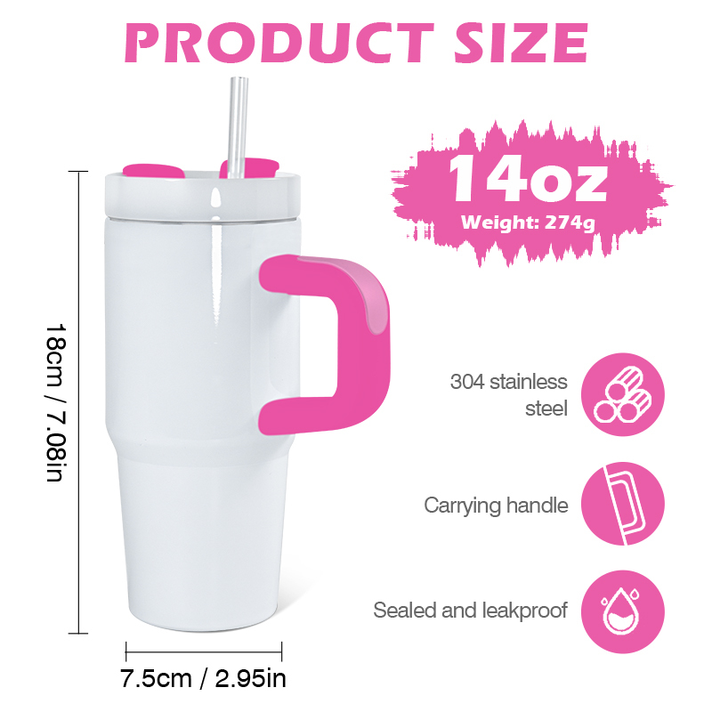 RTS 25PCS/CTN New 14oz Kids BPA Free Stainless Steel Vacuum Sublimation White with Colored Lids Tumbler Outdoor Water Bottle