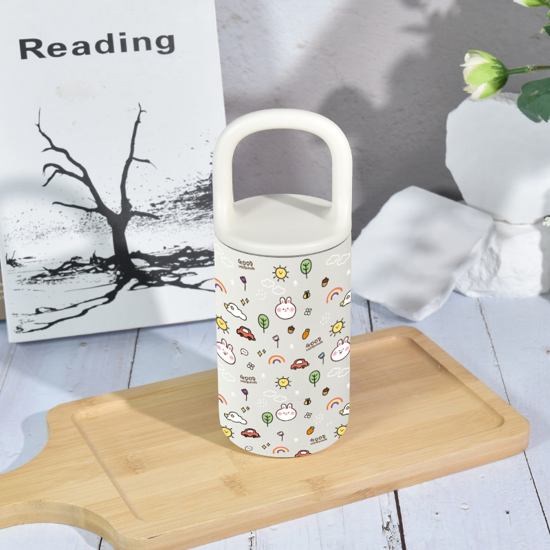 Custom Logo 400ml Stainless Steel Tumbler Double Wall Drinking Water Bottle Vacuum Insulated Coffee Mug with Handle for Lasering