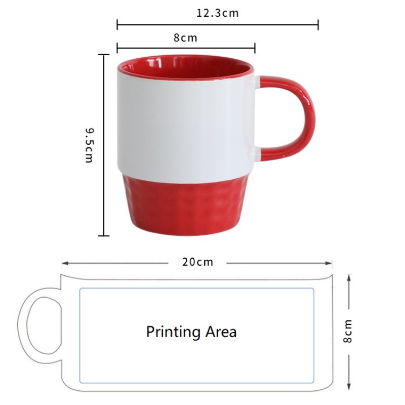 Colorful Ceramic Coffee Mugs 11oz Inner Colorful Custom Logo Printed Thread Shape Coffee Mug Sublimation Ceramic Mug for Sale