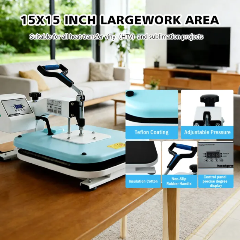 USA Warehouse RTS 15*15 Iches High Quality Heat Press Machine for T Shirt Heat Transferring Sublimation DTF Printing