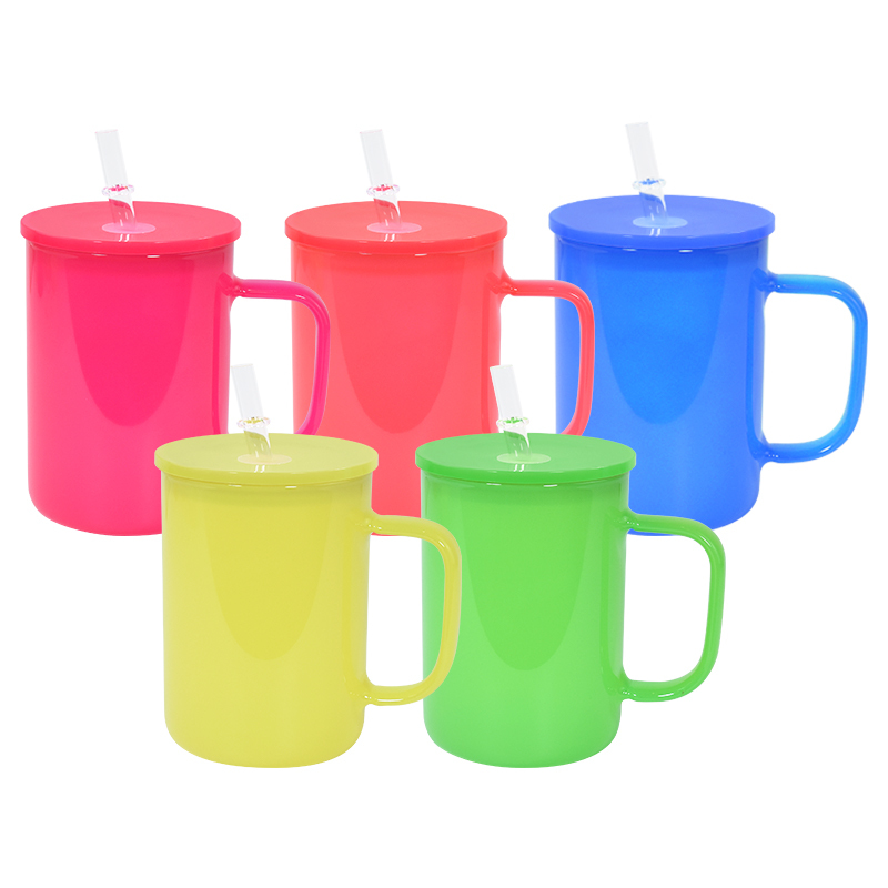 USA Warehouse 17oz Neon Colors Blank Sublimation Glass Cans Mugs for Uv Dtf Wraps Jelly Glass Cups with Lids & Straws