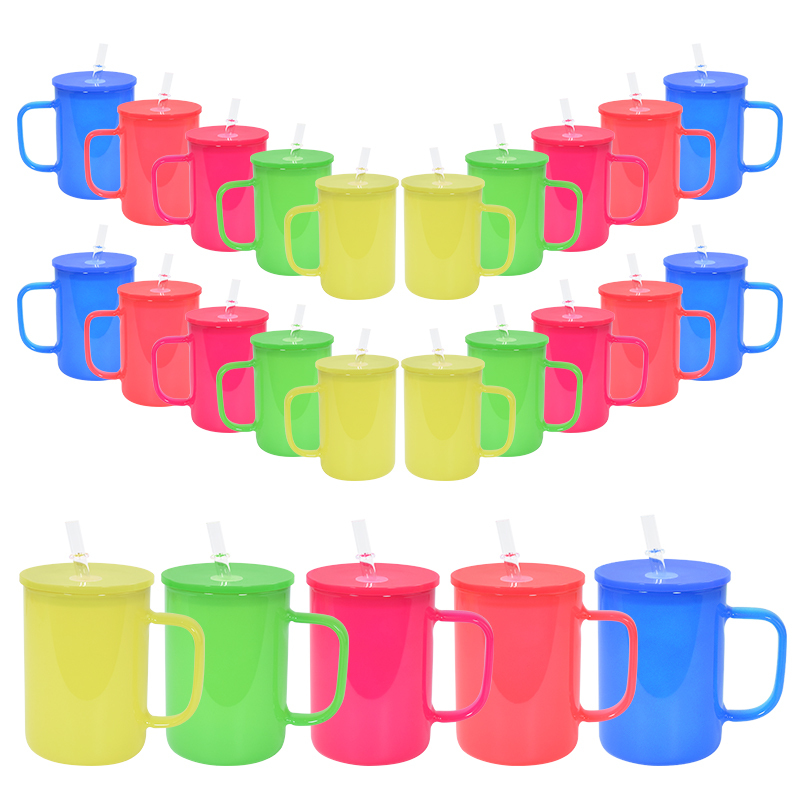 USA Warehouse 17oz Neon Colors Blank Sublimation Glass Cans Mugs for Uv Dtf Wraps Jelly Glass Cups with Lids & Straws