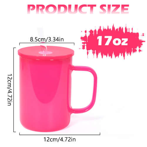 USA Warehouse 17oz Neon Colors Blank Sublimation Glass Cans Mugs for Uv Dtf Wraps Jelly Glass Cups with Lids & Straws