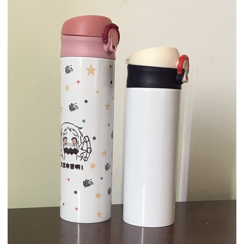 12oz 18oz Sublimation Blank Tumbler Stainless Steel Kids Cup Water Bottle with Colorful Flip Top Lids for Heat Transfer Printing