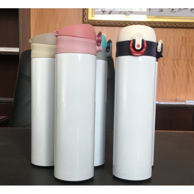 12oz 18oz Sublimation Blank Tumbler Stainless Steel Kids Cup Water Bottle with Colorful Flip Top Lids for Heat Transfer Printing
