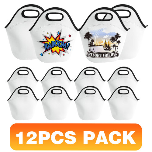 USA Waresehouse Sublimation Blank Neoprene Lunch Bags W/ Black Edges DIY Food Carry Double Layers Lunch Bag Work School Outdoor