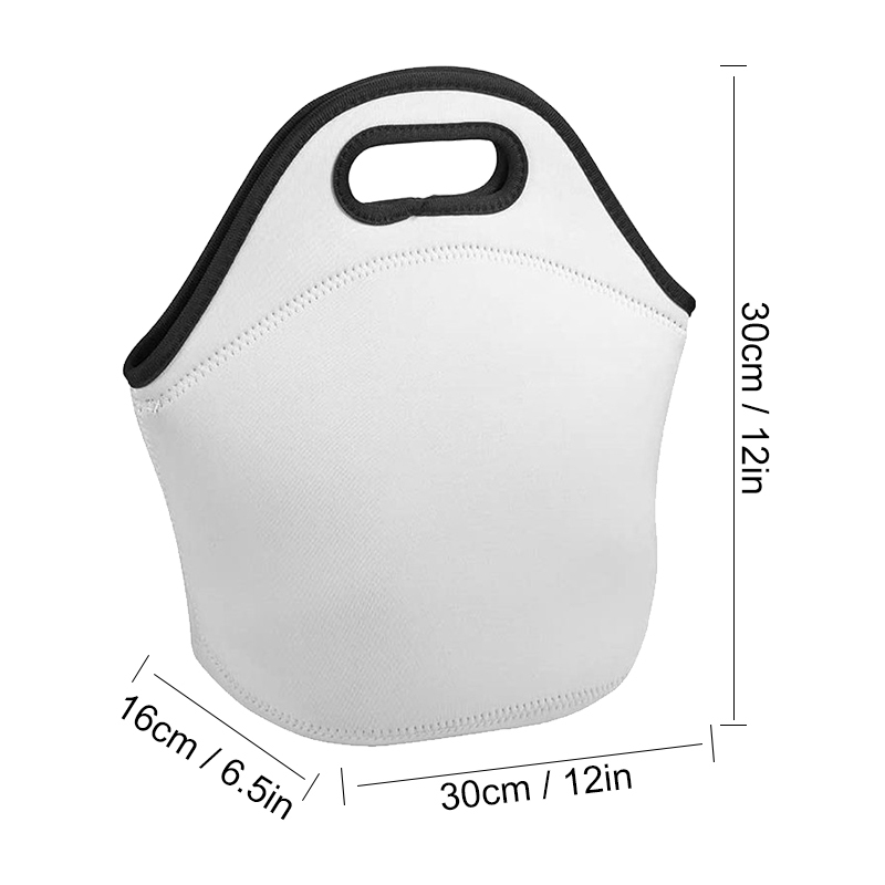 USA Waresehouse Sublimation Blank Neoprene Lunch Bags W/ Black Edges DIY Food Carry Double Layers Lunch Bag Work School Outdoor