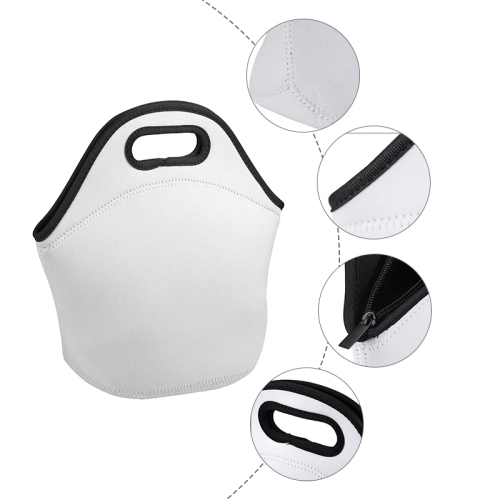 USA Waresehouse Sublimation Blank Neoprene Lunch Bags W/ Black Edges DIY Food Carry Double Layers Lunch Bag Work School Outdoor