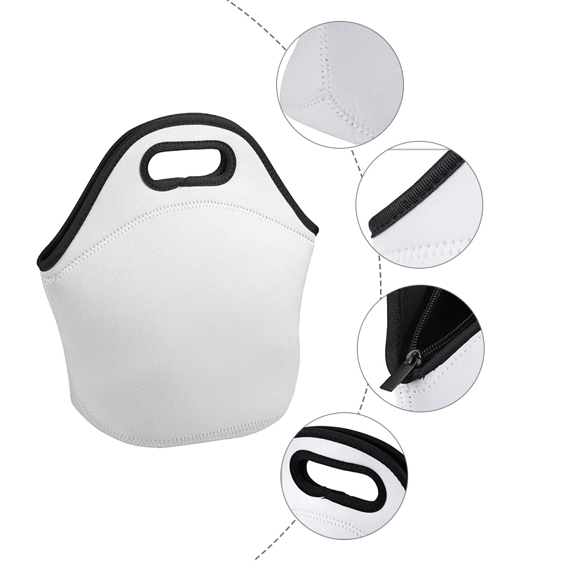 USA Waresehouse Sublimation Blank Neoprene Lunch Bags W/ Black Edges DIY Food Carry Double Layers Lunch Bag Work School Outdoor