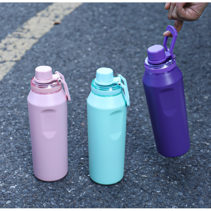 Custom Logo 550ml 750ml 304 Stainless Steel Thermal Portable Water Bottle W/ Handle Lid Large Capacity Flask Kettle Personalized