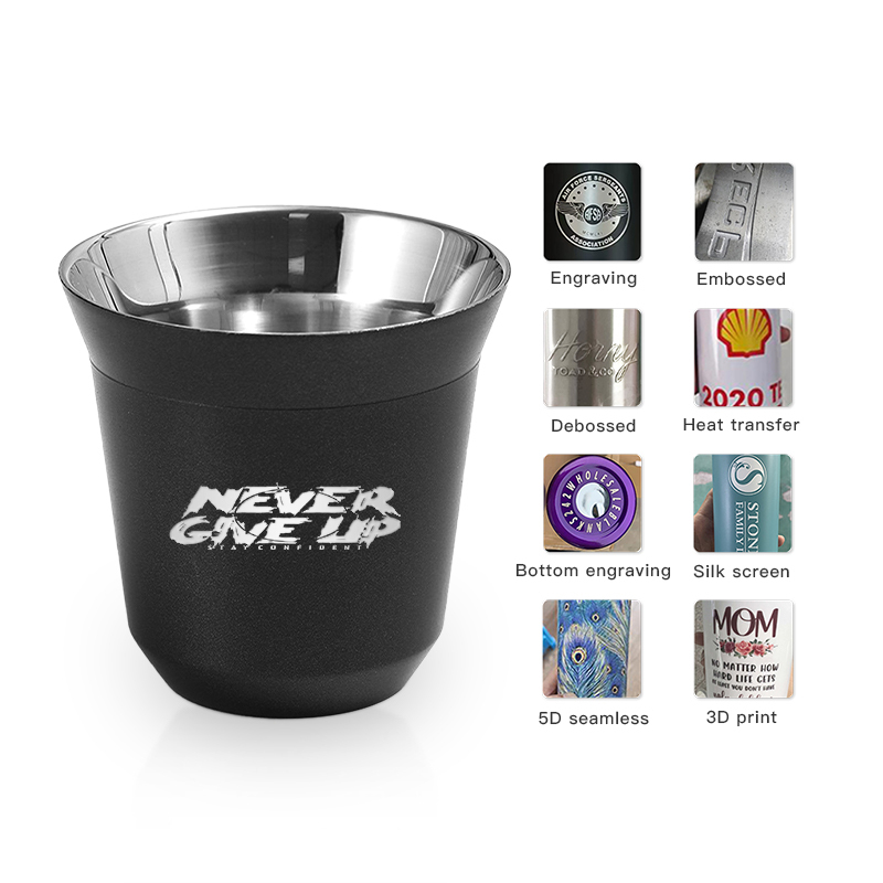 Eco-Friendly 80ml 160ml Double Wall Insulated 304 Stainless Steel Thermal Shot Glass Arabic Cup Reusable Espresso Coffee Cups