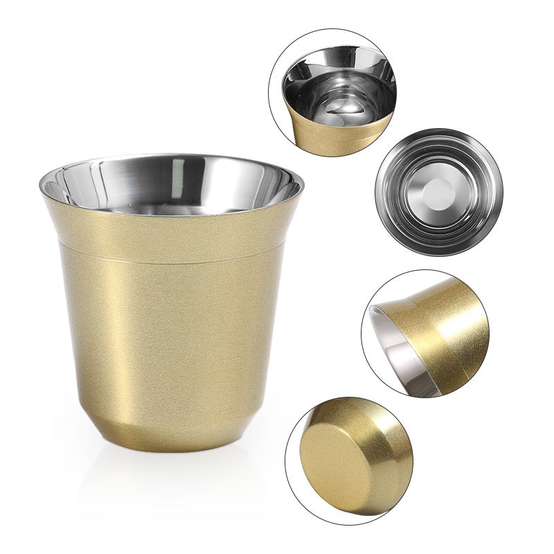 Eco-Friendly 80ml 160ml Double Wall Insulated 304 Stainless Steel Thermal Shot Glass Arabic Cup Reusable Espresso Coffee Cups