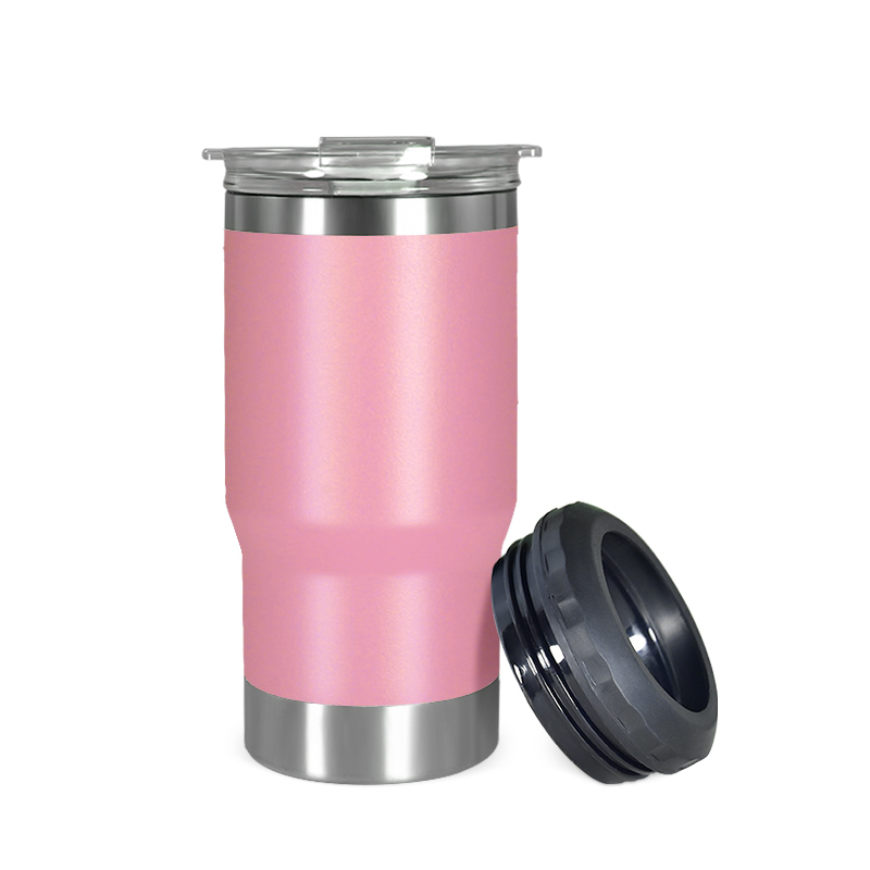 5 in 1 Double Wall Can Cooler Stainless Steel Beer Bottle Opener Vacuum Travel Tumbler Insulated 14oz Can Cooler with Two Lid