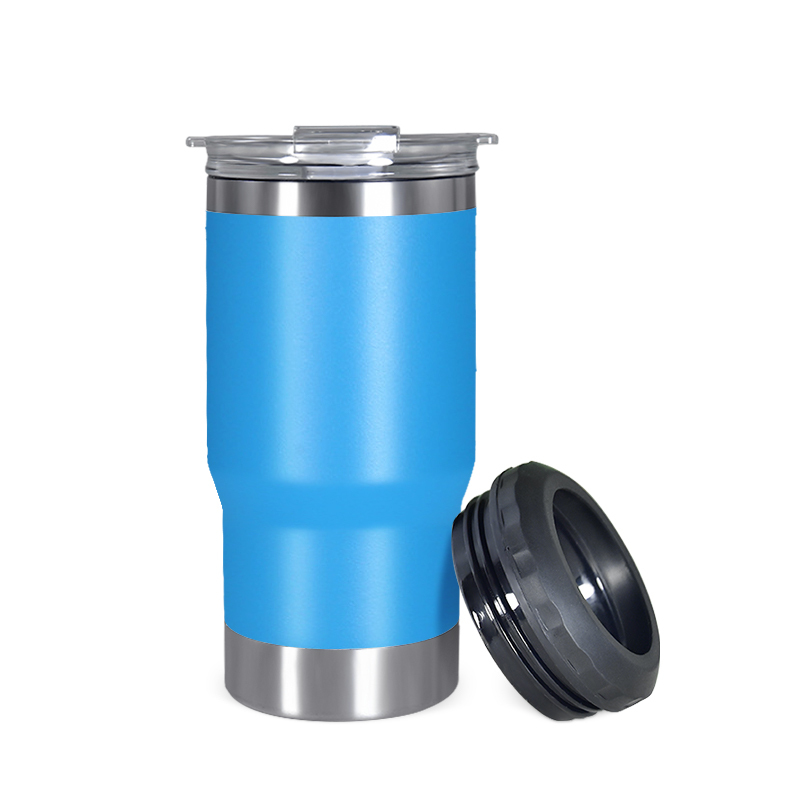 5 in 1 Double Wall Can Cooler Stainless Steel Beer Bottle Opener Vacuum Travel Tumbler Insulated 14oz Can Cooler with Two Lid