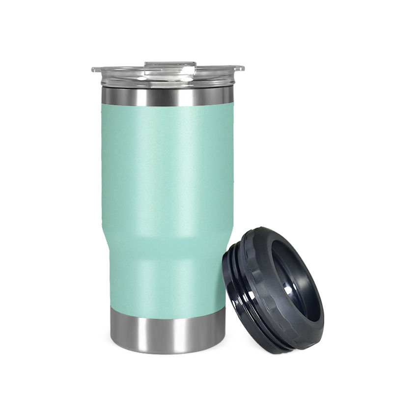 5 in 1 Double Wall Can Cooler Stainless Steel Beer Bottle Opener Vacuum Travel Tumbler Insulated 14oz Can Cooler with Two Lid