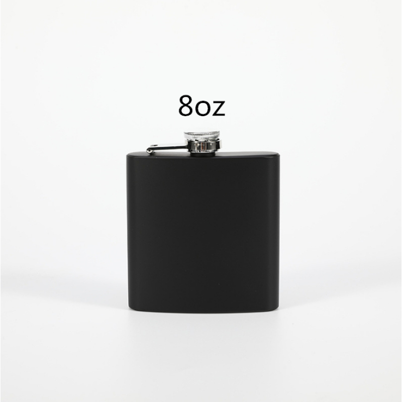 6oz 7oz 8oz Mini Matte Black Flat Creative Gift Alcohol 304 Stainless Steel Whisky Liquor Leather Hip Flask for Women