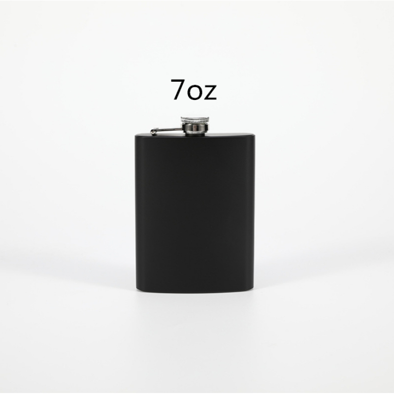 6oz 7oz 8oz Mini Matte Black Flat Creative Gift Alcohol 304 Stainless Steel Whisky Liquor Leather Hip Flask for Women
