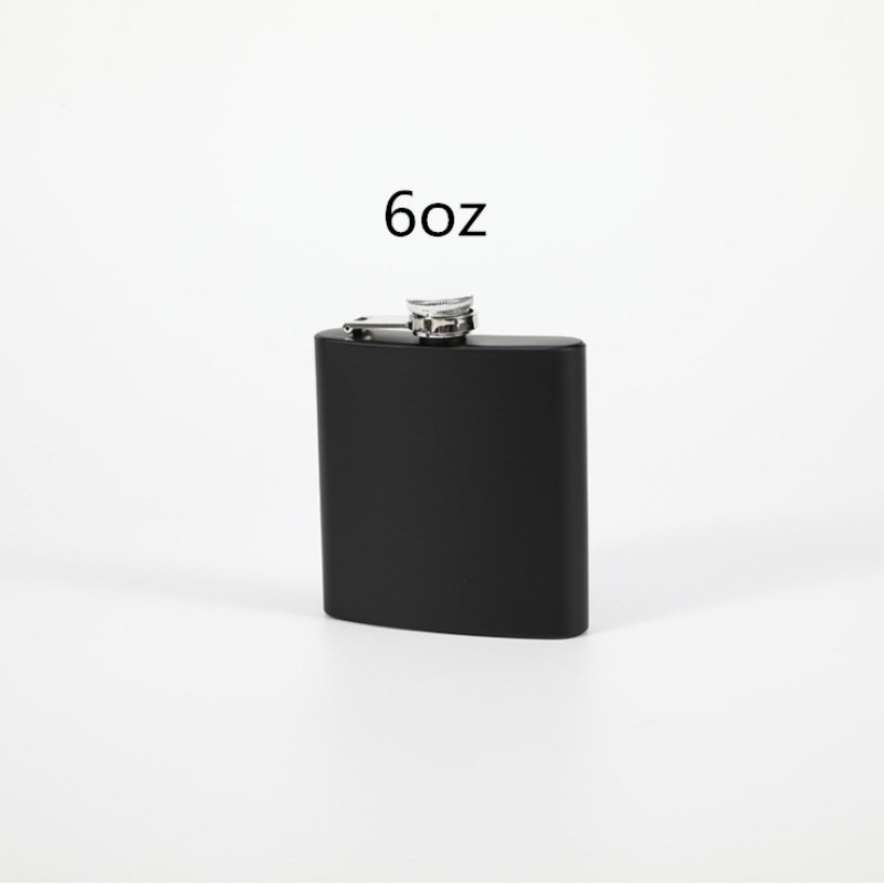 6oz 7oz 8oz Mini Matte Black Flat Creative Gift Alcohol 304 Stainless Steel Whisky Liquor Leather Hip Flask for Women