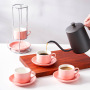4pcs/Set 3oz 5oz 8oz Porcelain Stackable Cappuccino Cups W/ Saucers and Metal Stand for Coffee Drinks Cappuccino Latte Tea