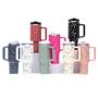40 OZ Tumbler With Handle Laser Bull Head Pattern Western Style Stainless Steel Insulated Cup With Lid Straw