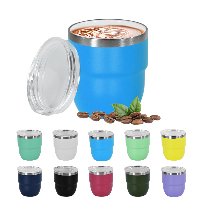 RTS 4PCS/CTN US Warehouse 4oz Powder Coated White Coffee Mugs Mini Cups Inside with Enamel Coating
