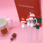Christmas Cartoon Straw Silicone Dustproof Cover Flower Love Gift Plug Straw Topper Soft Rubber Straw Cover