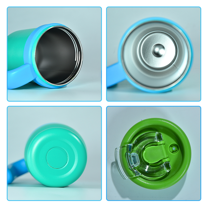 USA RTS 4pcs 14oz Kids Stainless Steel Vacuum Powder Coated Tumbler Outdoor Travel Water Bottle with Handle Lid Straw BPA Free