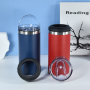 Custom Logo 16oz Powder Coated Stainless Steel Double Wall Vacuum Tumbler Insulated Can Cooler With Bottle Opener and Dual Lids