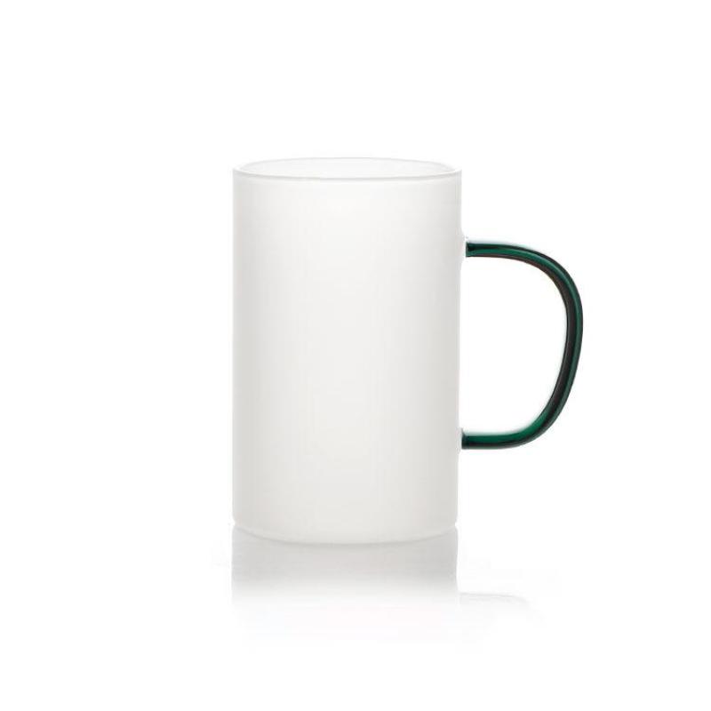 10oz Sublimation Frosted Beer Glass Mug With Colorful Glass Handle DIY Blank Mug