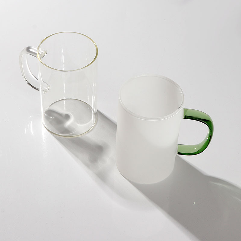 10oz Sublimation Frosted Beer Glass Mug With Colorful Glass Handle DIY Blank Mug