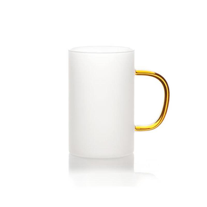 10oz Sublimation Frosted Beer Glass Mug With Colorful Glass Handle DIY Blank Mug