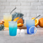 China RTS 3oz Shot Glass Tumbler Sublimation Ombre Glass Mini Cup Gradient Single Wall Wine Mug with Metal Straw Plastic Lid