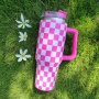 40oz Stainless Steel Checkerboard Printing Powder Coated Classic Tumblers Keep Cold or Hot  Well