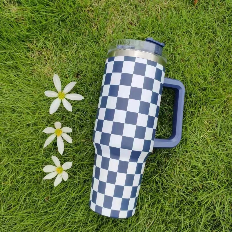40oz Stainless Steel Checkerboard Printing Powder Coated Classic Tumblers Keep Cold or Hot  Well