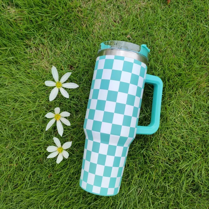 40oz Stainless Steel Checkerboard Printing Powder Coated Classic Tumblers Keep Cold or Hot  Well